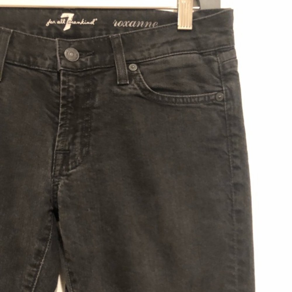 7 for All Mankind Jeans Women Black Roxanne Straight Leg Sz 28 #185 - Picture 4 of 8